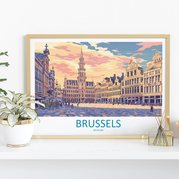 Brussels Belgium Landscape Travel Poster Scenic European Capital Wall Art Grand Place Print City Architecture Decor Beautiful Brussels