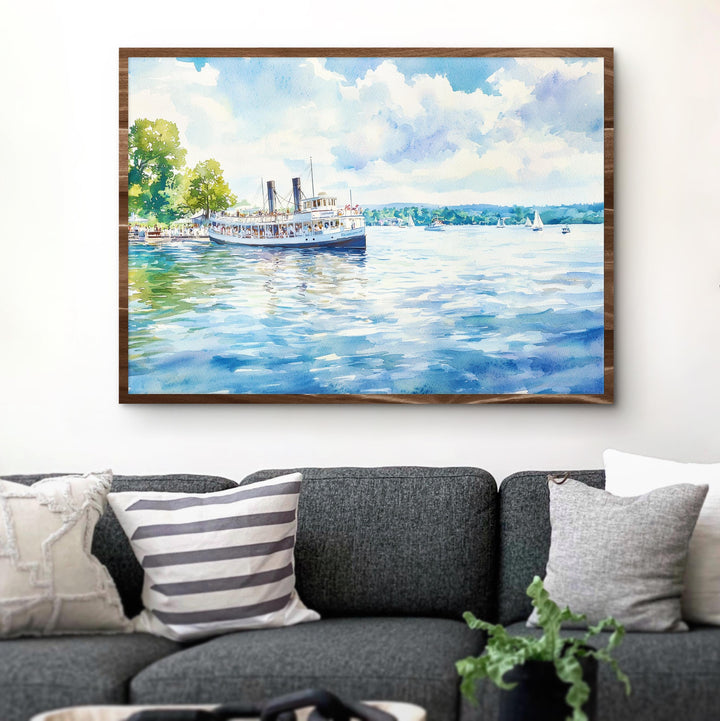 Chautauqua Lake New York Watercolor Poster Chautauqua Travel Print Lake Landscape Painting Wall Art Upstate Souvenir