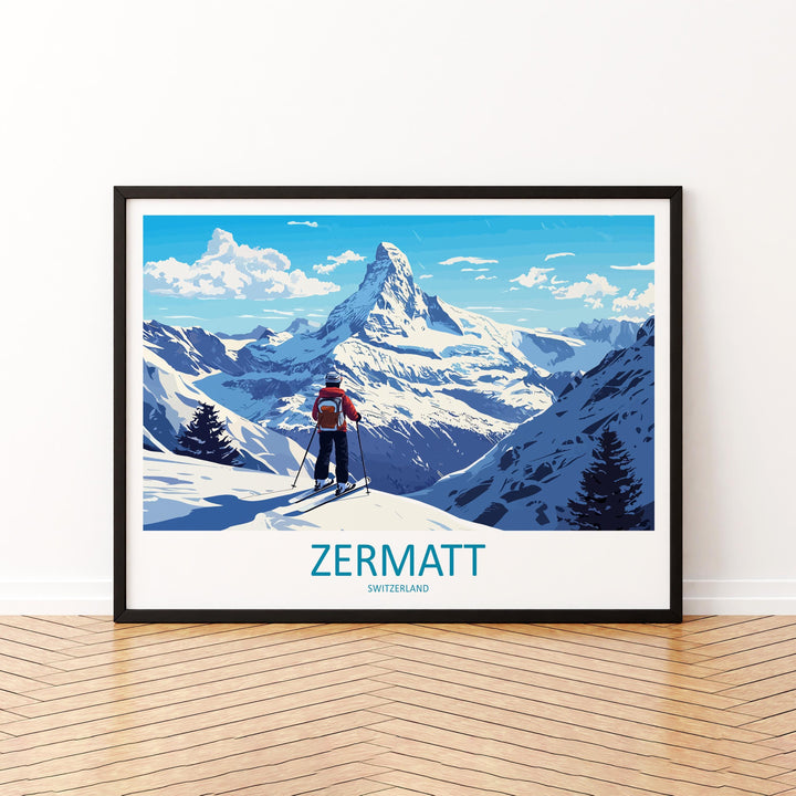 Zermatt Switzerland Landscape Travel Poster Scenic Alpine Village Wall Art Matterhorn Mountain Print Europe Decor Beautiful Zermatt Artwork