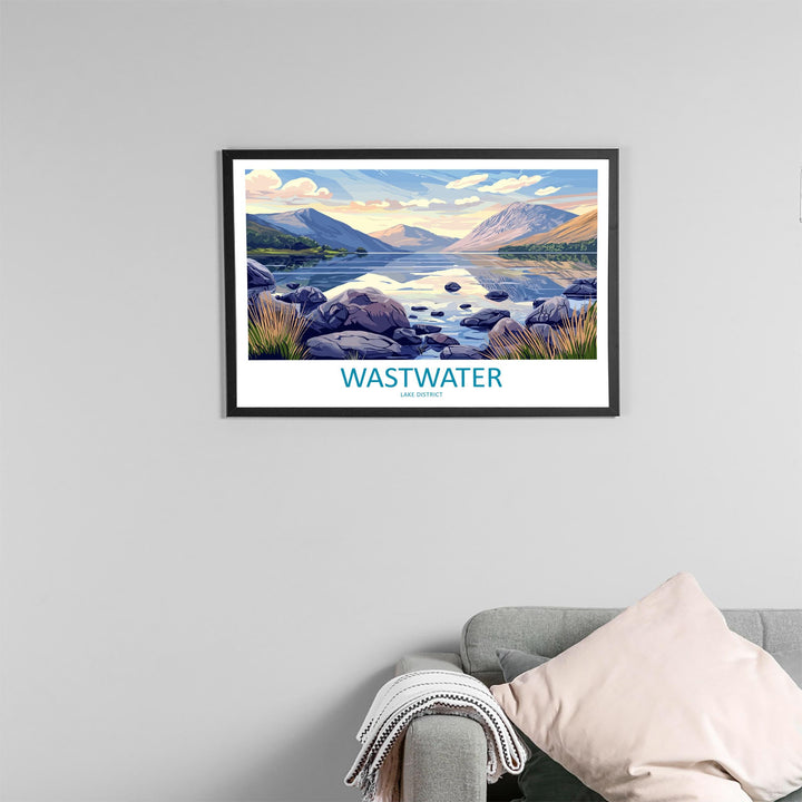 Wastwater England Landscape Travel Poster Scenic Lake District Mountains Wall Art Deepest Lake Print UK Decor Beautiful Wastwater Artwork