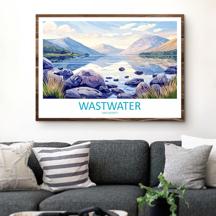 Wastwater England Landscape Travel Poster Scenic Lake District Mountains Wall Art Deepest Lake Print UK Decor Beautiful Wastwater Artwork