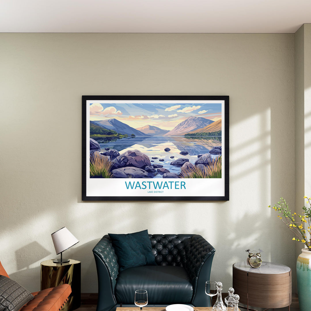 Wastwater England Landscape Travel Poster Scenic Lake District Mountains Wall Art Deepest Lake Print UK Decor Beautiful Wastwater Artwork