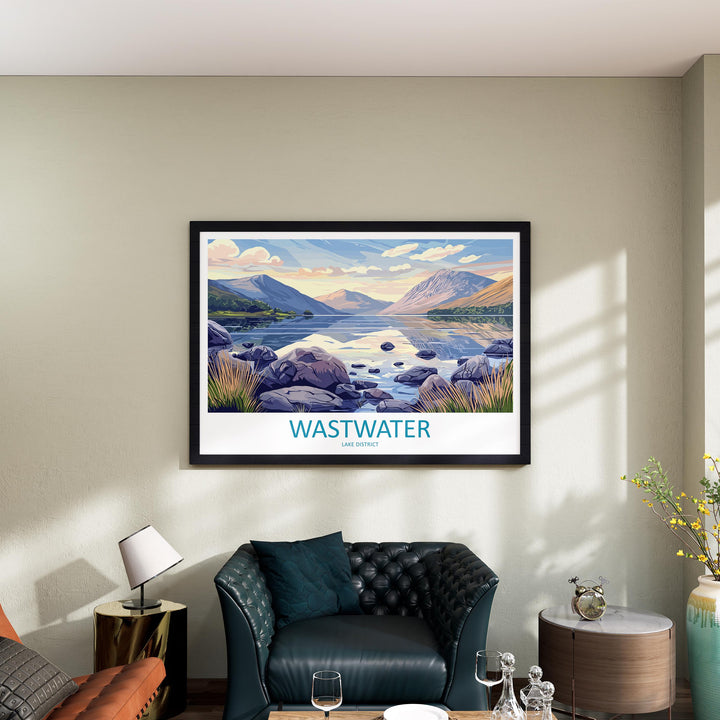 Wastwater England Landscape Travel Poster Scenic Lake District Mountains Wall Art Deepest Lake Print UK Decor Beautiful Wastwater Artwork