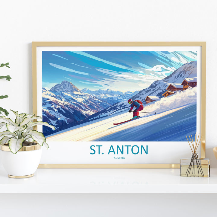 St Anton Austria Landscape Travel Poster Scenic Alpine Ski Resort Wall Art Snowy Mountains Print Europe Decor Beautiful St Anton Artwork