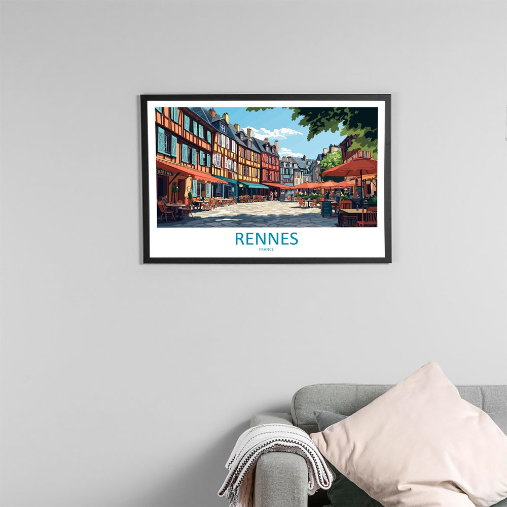 Rennes France Landscape Travel Poster Scenic Brittany City Wall Art Historic Architecture Print Europe Decor Beautiful Rennes Artwork