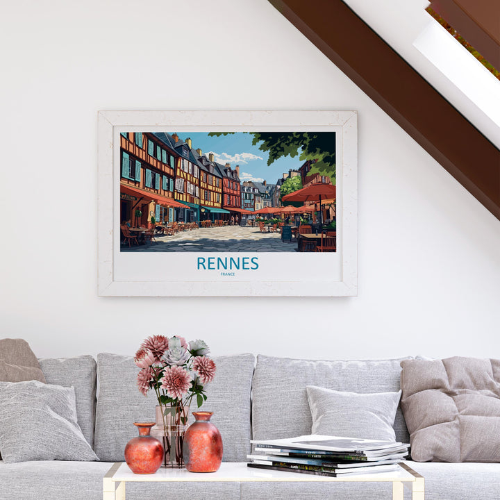 Rennes France Landscape Travel Poster Scenic Brittany City Wall Art Historic Architecture Print Europe Decor Beautiful Rennes Artwork