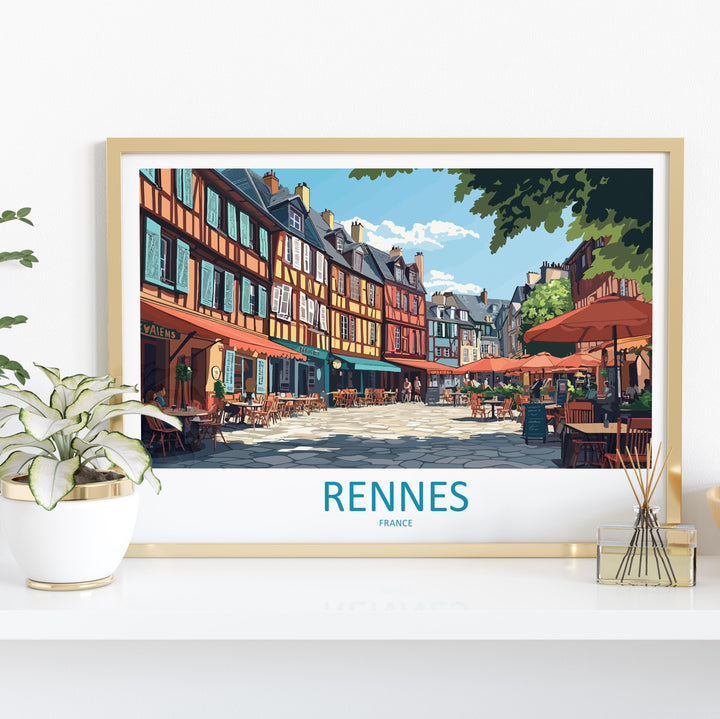 Rennes France Landscape Travel Poster Scenic Brittany City Wall Art Historic Architecture Print Europe Decor Beautiful Rennes Artwork