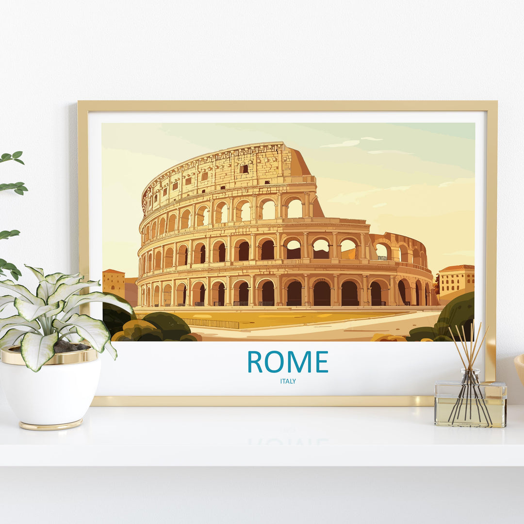 Rome Italy Landscape Travel Poster Scenic City Wall Art Ancient Architecture Print European Decor Historic Rome Cityscape Artwork