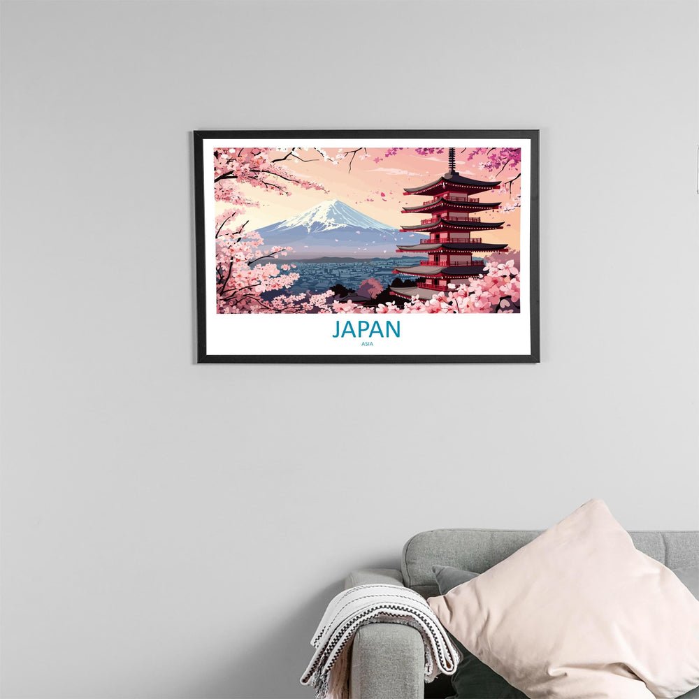 Japan Landscape Travel Poster Scenic Country Wall Art Japanese Culture Print Asia Decor Mount Fuji Cityscape Traditional Japan Artwork