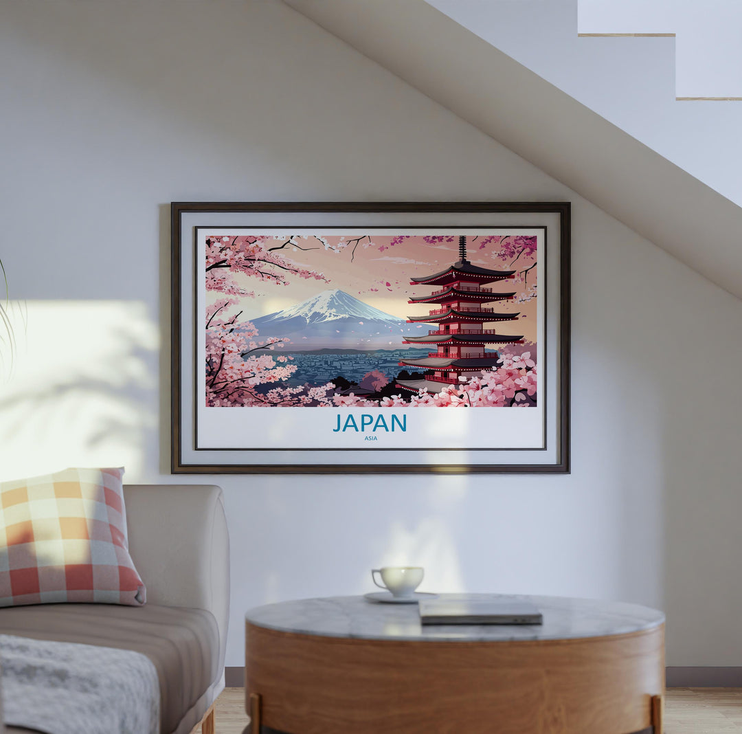 Japan Landscape Travel Poster Scenic Country Wall Art Japanese Culture Print Asia Decor Mount Fuji Cityscape Traditional Japan Artwork