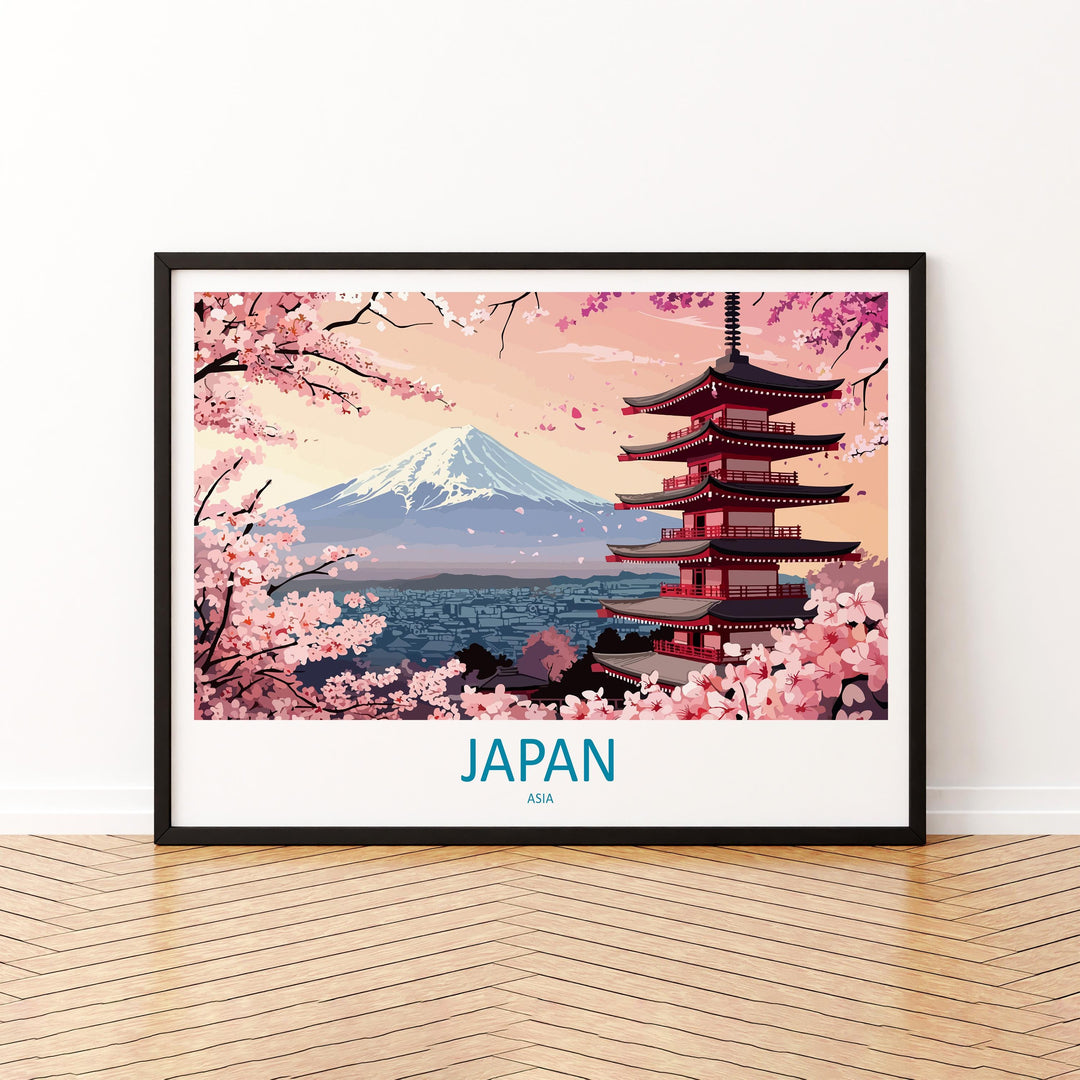 Japan Landscape Travel Poster Scenic Country Wall Art Japanese Culture Print Asia Decor Mount Fuji Cityscape Traditional Japan Artwork