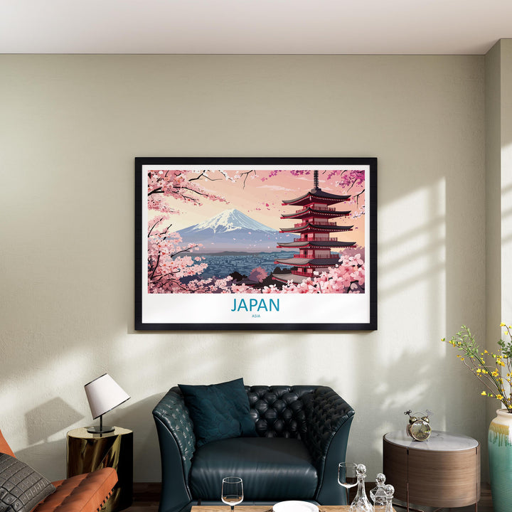 Japan Landscape Travel Poster Scenic Country Wall Art Japanese Culture Print Asia Decor Mount Fuji Cityscape Traditional Japan Artwork