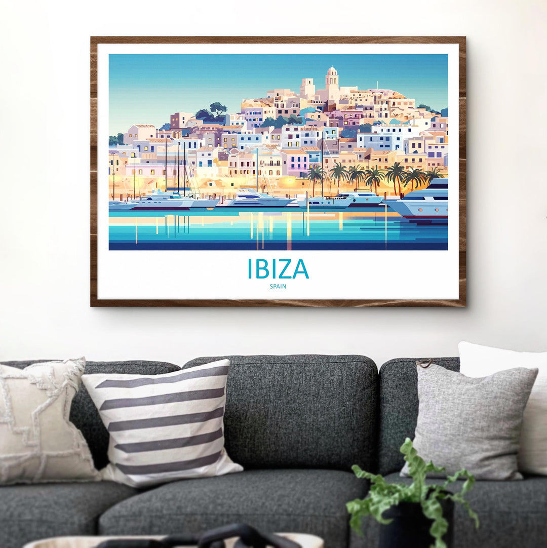 Ibiza Spain Landscape Travel Poster Scenic Island Coast Wall Art Mediterranean Print Europe Decor Sunset Ibiza Cityscape Artwork