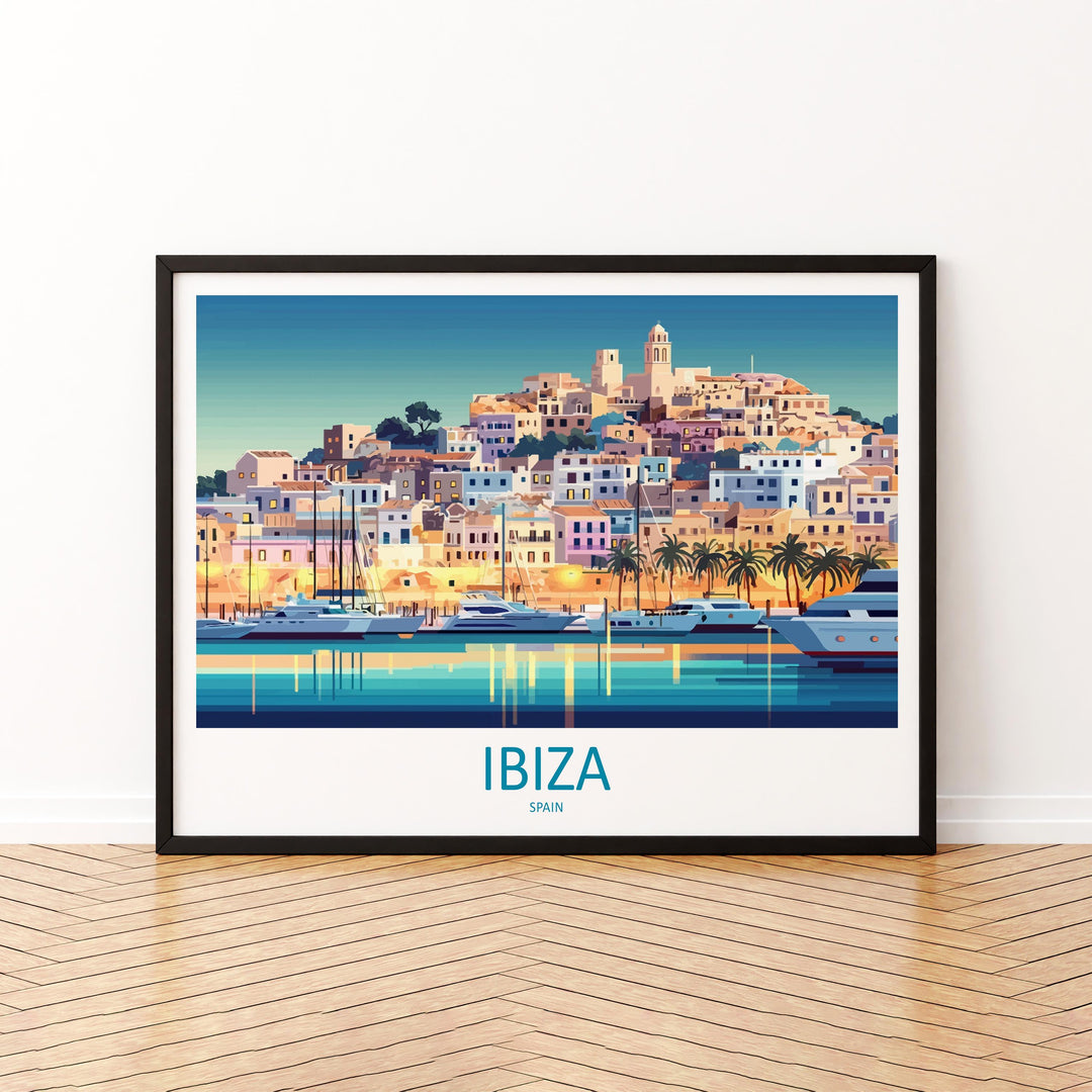 Ibiza Spain Landscape Travel Poster Scenic Island Coast Wall Art Mediterranean Print Europe Decor Sunset Ibiza Cityscape Artwork