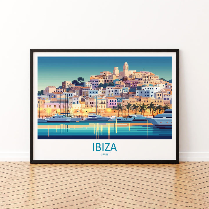 Ibiza Spain Landscape Travel Poster Scenic Island Coast Wall Art Mediterranean Print Europe Decor Sunset Ibiza Cityscape Artwork