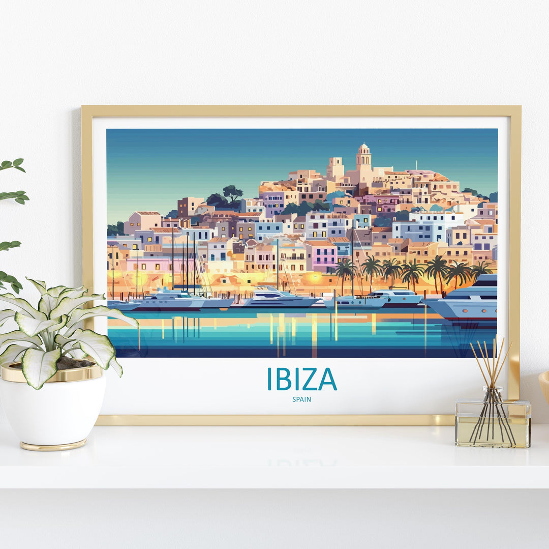 Ibiza Spain Landscape Travel Poster Scenic Island Coast Wall Art Mediterranean Print Europe Decor Sunset Ibiza Cityscape Artwork