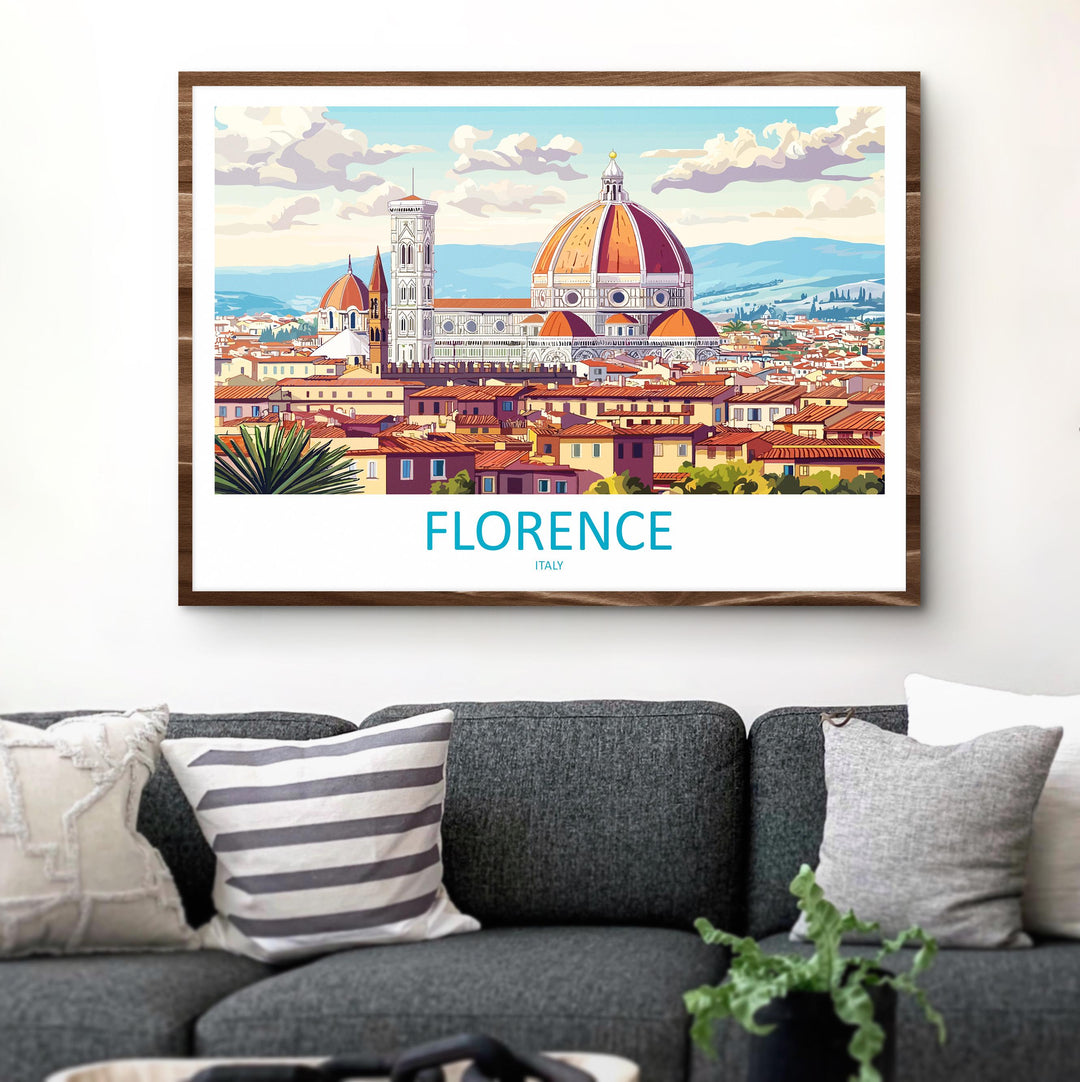 Florence Italy Landscape Travel Poster Scenic City Wall Art Renaissance Architecture Print Europe Decor Historic Florence Artwork