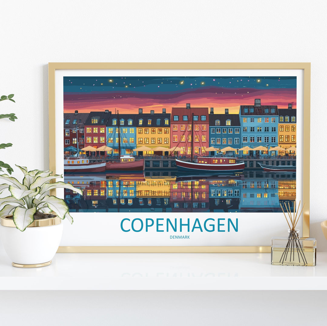 Copenhagen Denmark Landscape Travel Poster Scenic City Wall Art Nordic Architecture Print Europe Decor Colorful Copenhagen Artwork
