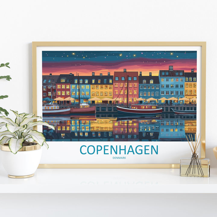 Copenhagen Denmark Landscape Travel Poster Scenic City Wall Art Nordic Architecture Print Europe Decor Colorful Copenhagen Artwork