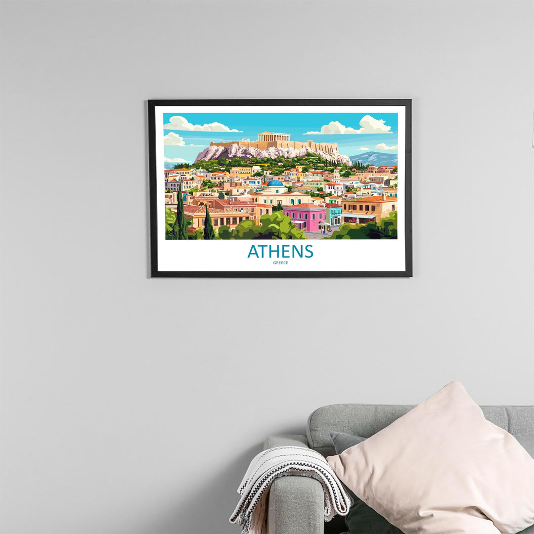 Athens Greece Landscape Travel Poster Scenic City Wall Art Ancient Acropolis Architecture Print Europe Decor Historic Athens Artwork