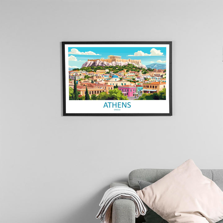 Athens Greece Landscape Travel Poster Scenic City Wall Art Ancient Acropolis Architecture Print Europe Decor Historic Athens Artwork