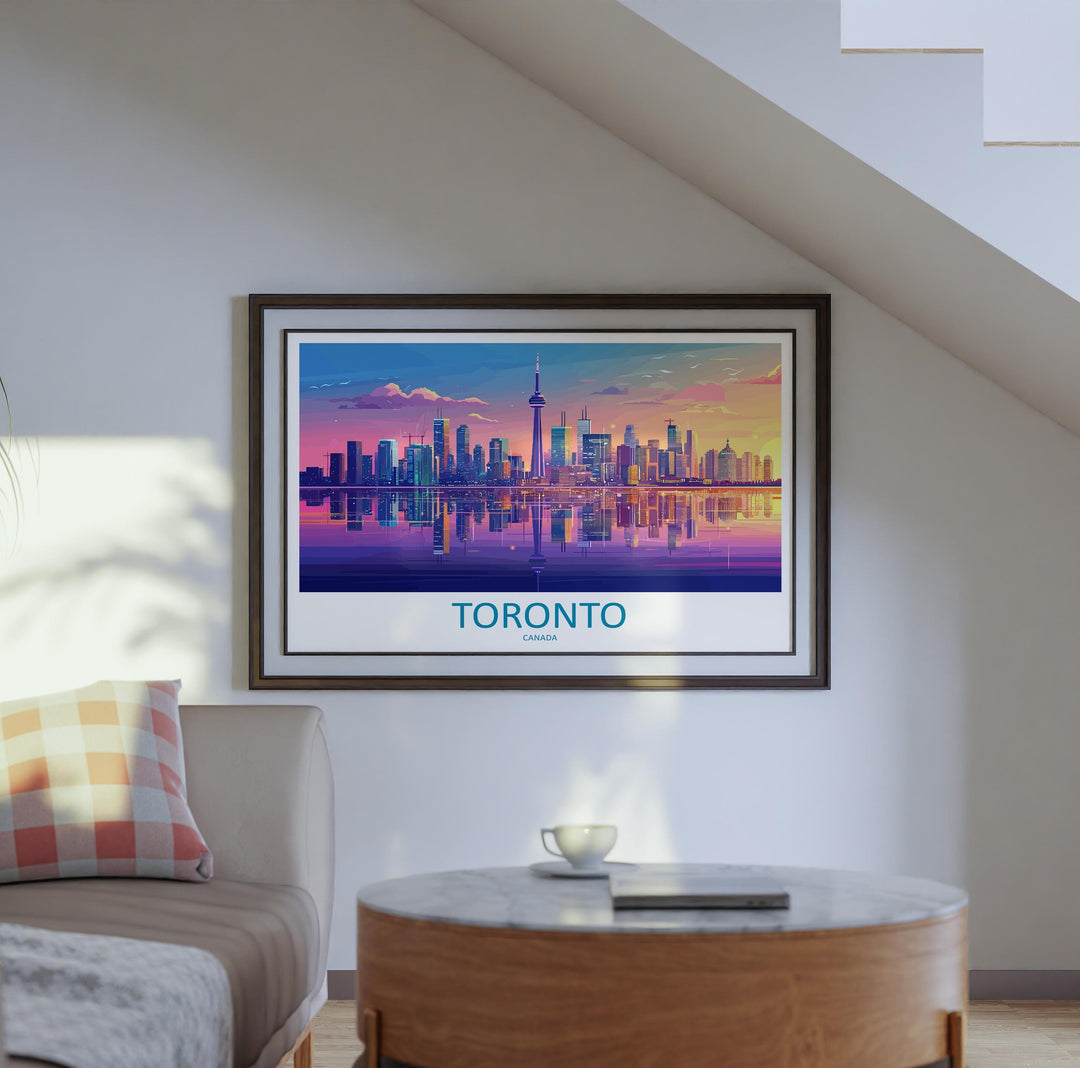 Toronto Canada Landscape Travel Poster Scenic City Skyline Wall Art Modern Architecture Print Ontario Decor Toronto Urban Artwork