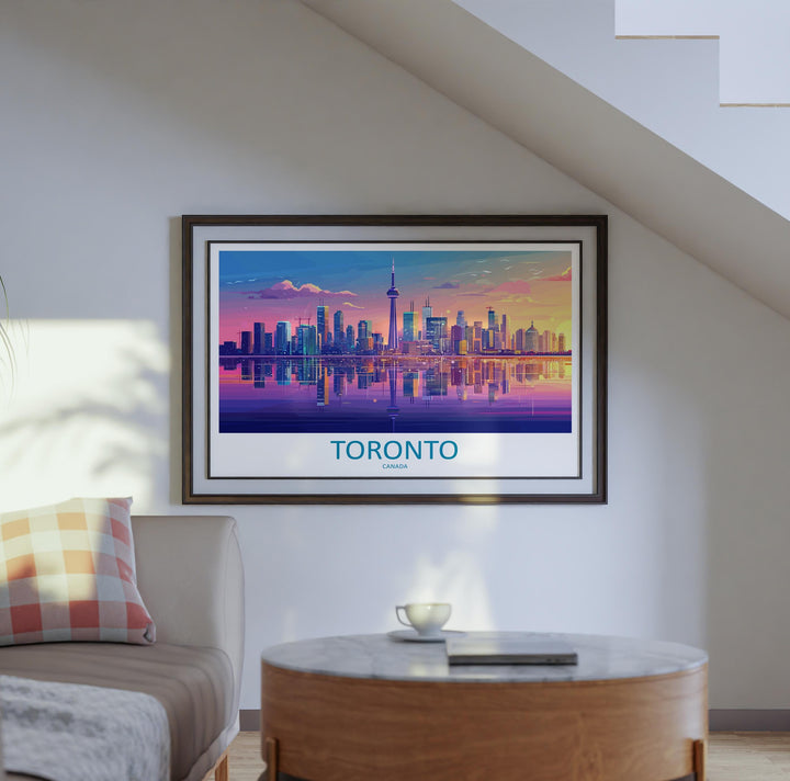 Toronto Canada Landscape Travel Poster Scenic City Skyline Wall Art Modern Architecture Print Ontario Decor Toronto Urban Artwork