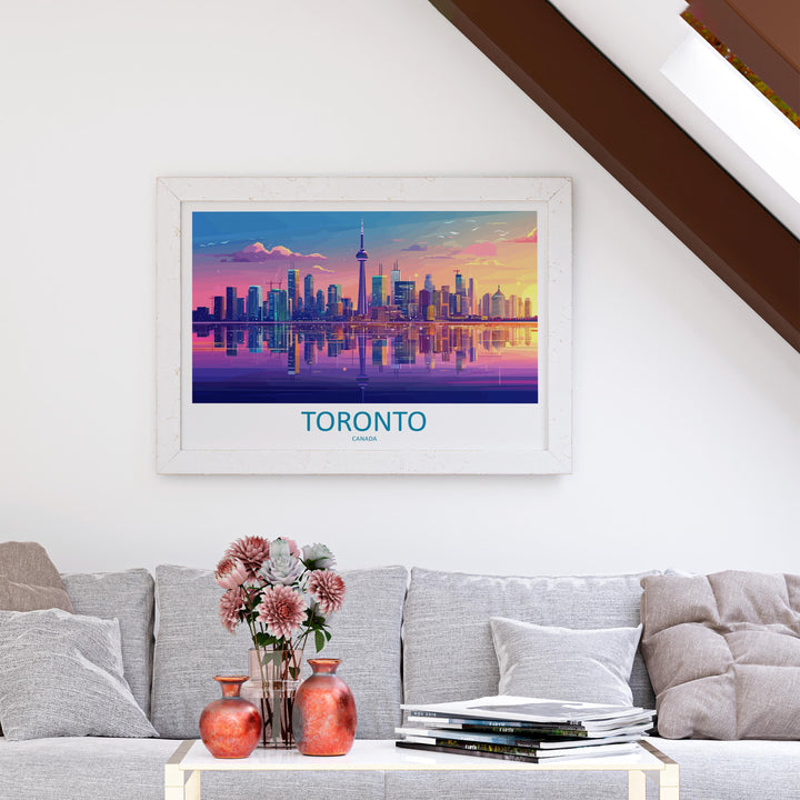 Toronto Canada Landscape Travel Poster Scenic City Skyline Wall Art Modern Architecture Print Ontario Decor Toronto Urban Artwork