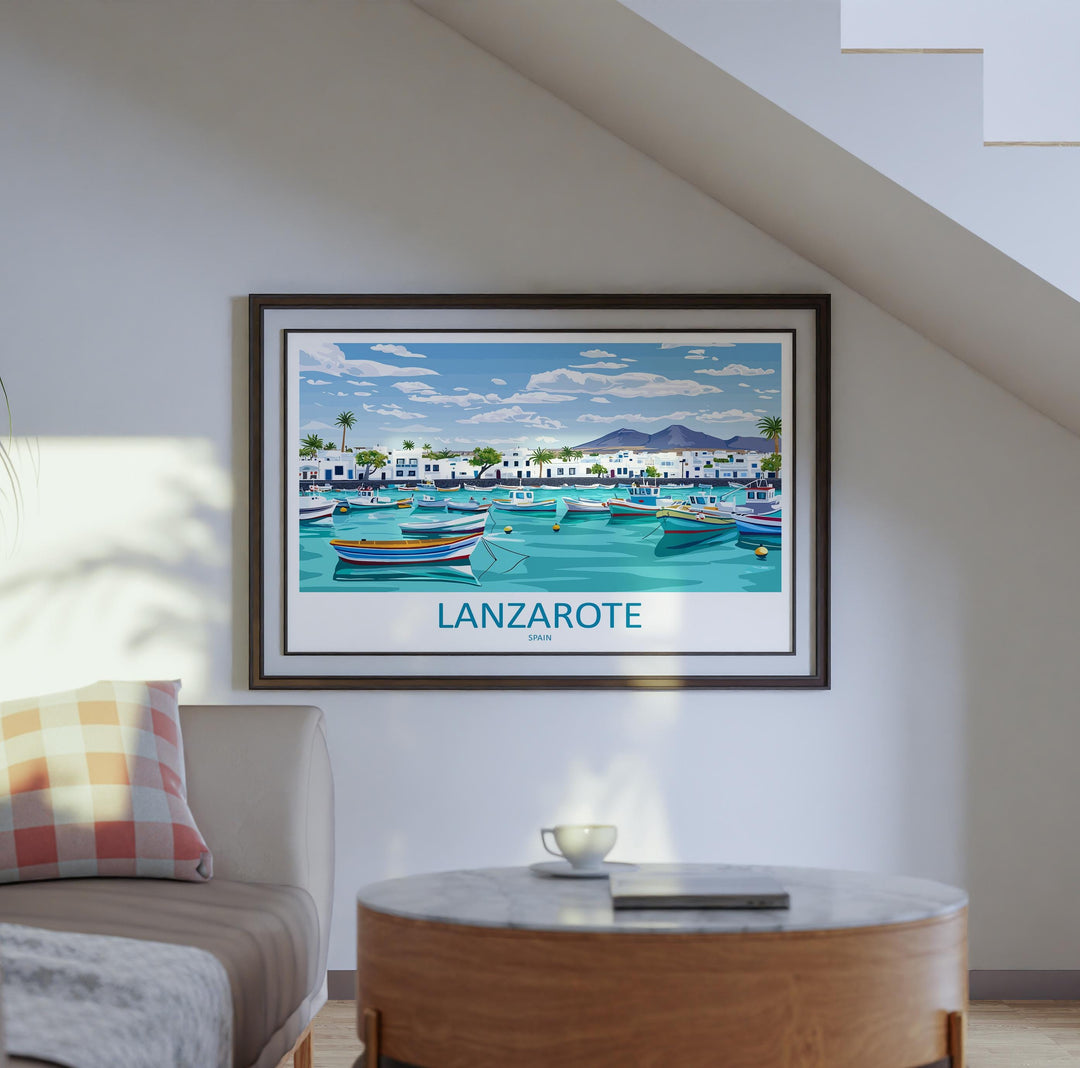 Lanzarote Spain Landscape Travel Poster Scenic Volcanic Island Wall Art Canary Coast Print Europe Decor Beautiful Lanzarote Artwork