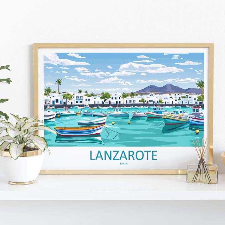 Lanzarote Spain Landscape Travel Poster Scenic Volcanic Island Wall Art Canary Coast Print Europe Decor Beautiful Lanzarote Artwork