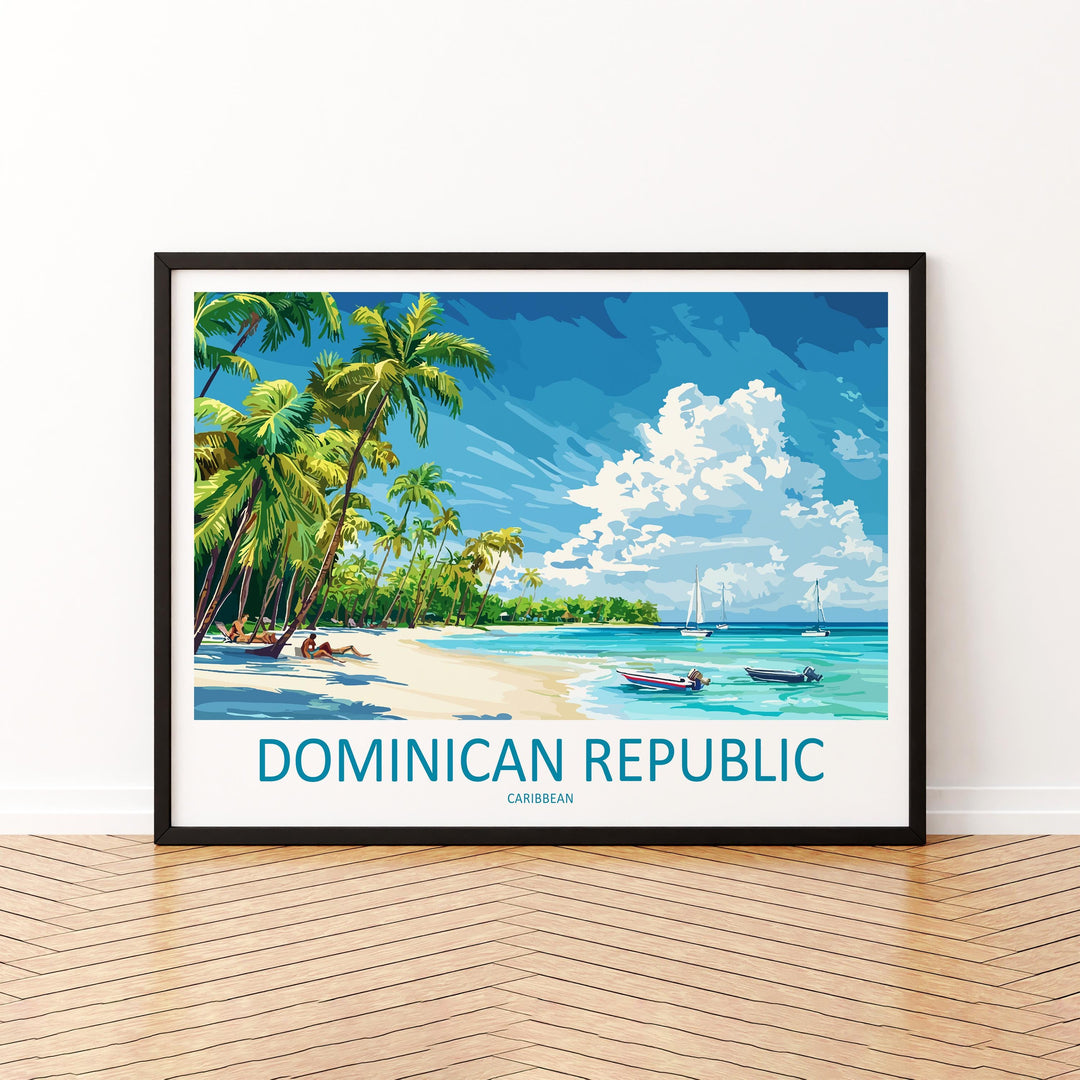 Dominican Republic Landscape Travel Poster Scenic Tropical Coastline Wall Art Caribbean Beaches Print Island Decor Dominican Artwork
