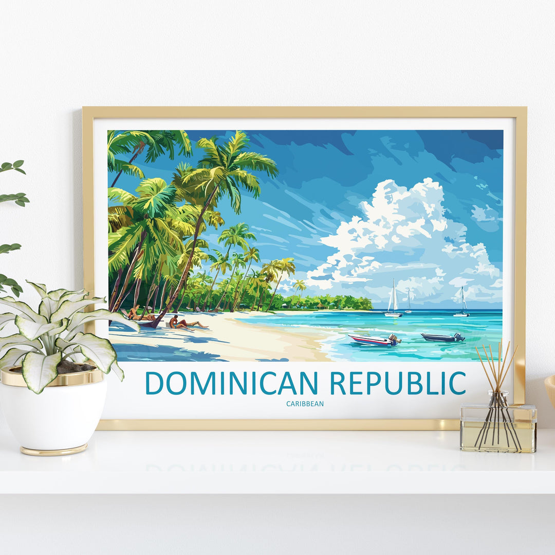 Dominican Republic Landscape Travel Poster Scenic Tropical Coastline Wall Art Caribbean Beaches Print Island Decor Dominican Artwork