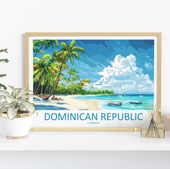 Dominican Republic Landscape Travel Poster Scenic Tropical Coastline Wall Art Caribbean Beaches Print Island Decor Dominican Artwork