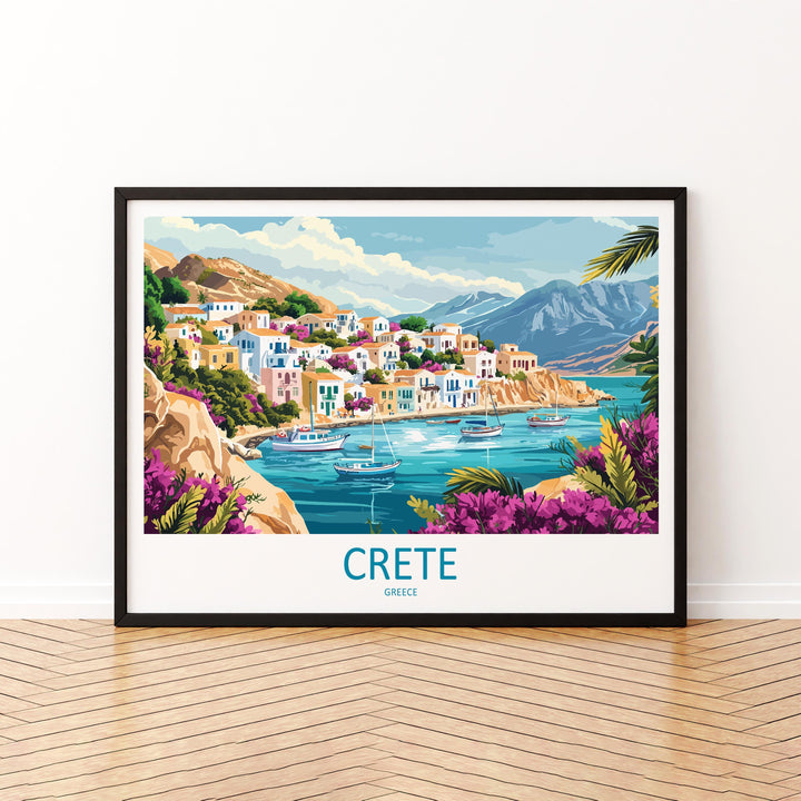 Crete Greece Landscape Travel Poster Scenic Island Coastline Wall Art Mediterranean Beaches Print Europe Decor Beautiful Crete Artwork