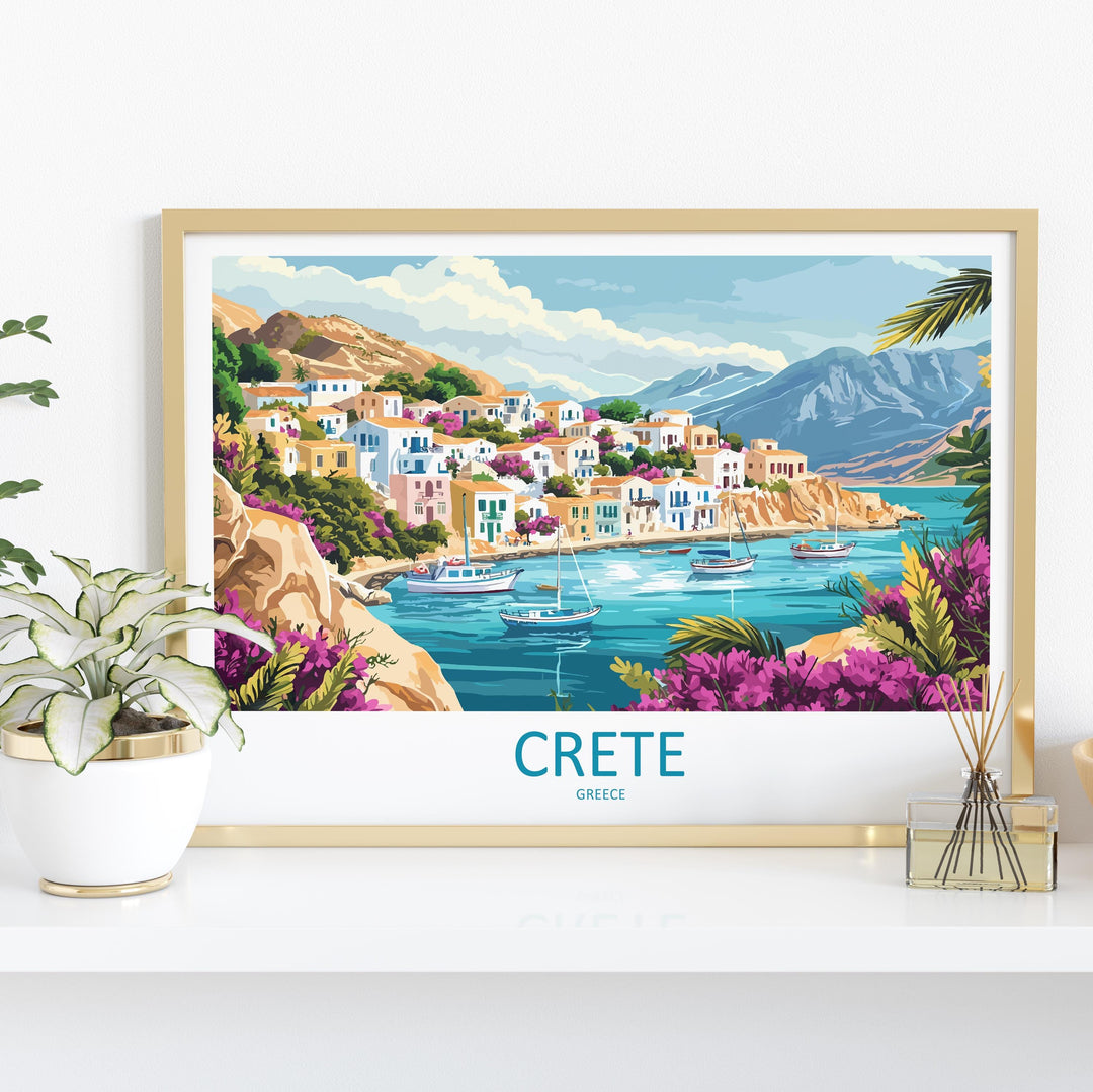 Crete Greece Landscape Travel Poster Scenic Island Coastline Wall Art Mediterranean Beaches Print Europe Decor Beautiful Crete Artwork