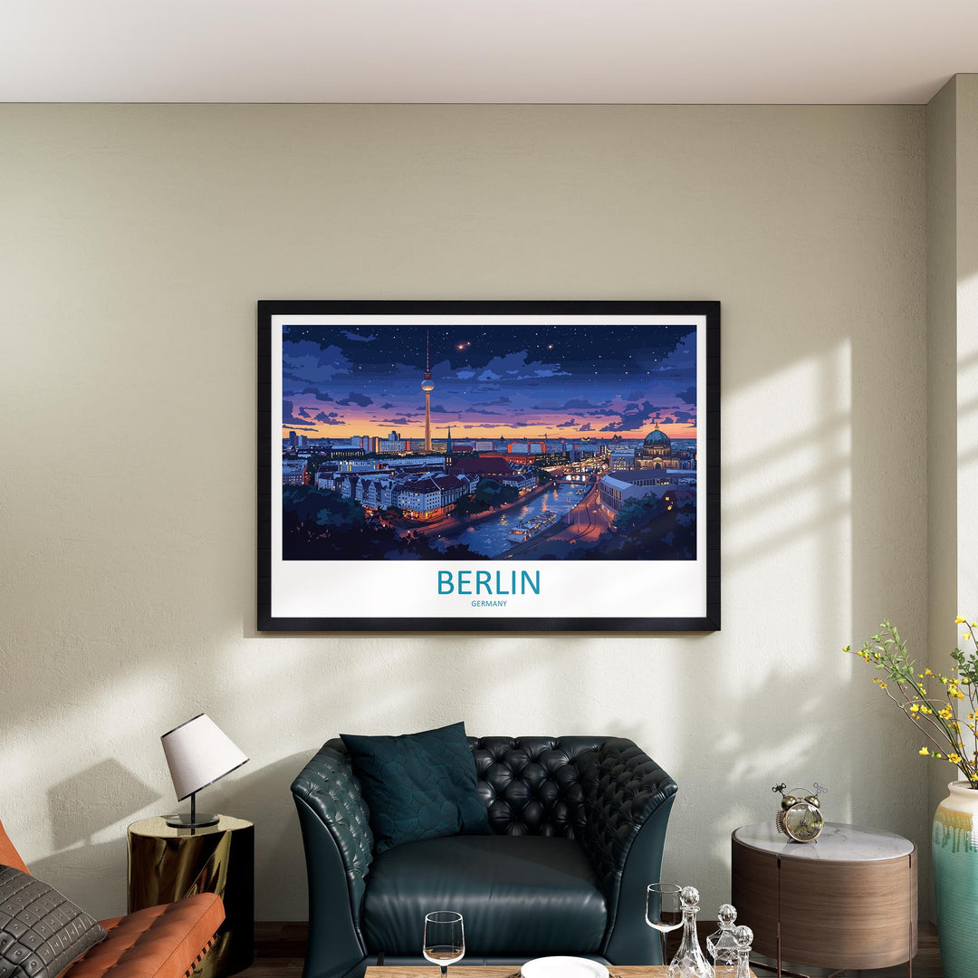 Berlin Germany Landscape Travel Poster Scenic City Skyline Wall Art Modern Landmarks Print Europe Decor Historic Berlin Artwork