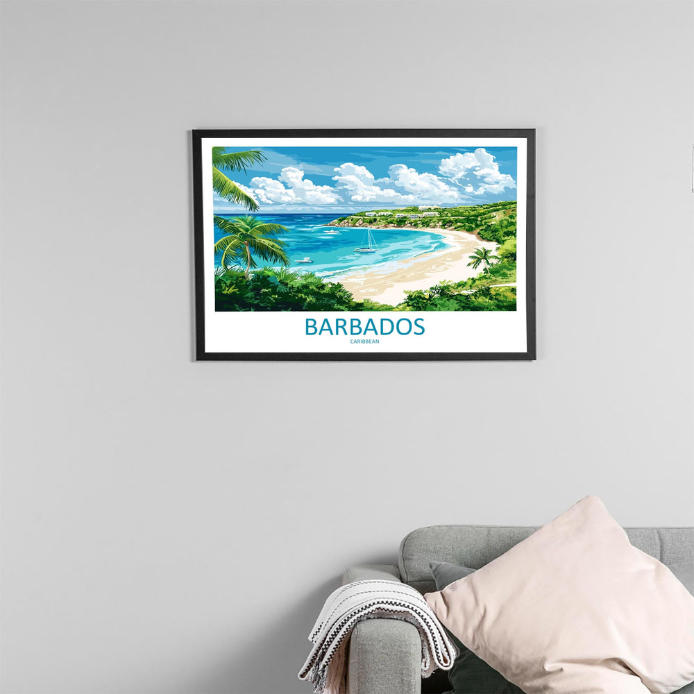 Barbados Landscape Travel Poster Scenic Caribbean Coastline Wall Art Tropical Beaches Print Island Decor Beautiful Barbados Artwork