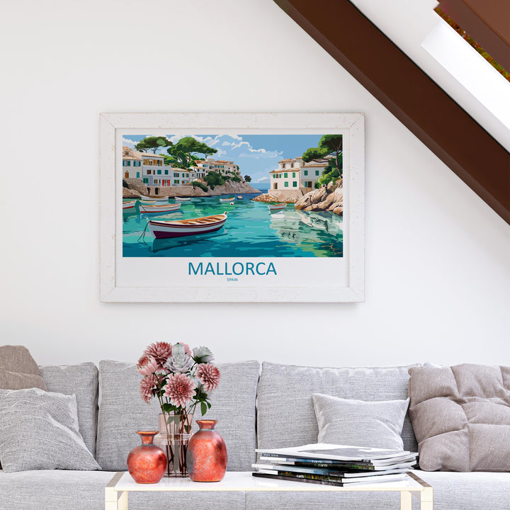 Mallorca Spain Landscape Travel Poster Scenic Island Coastline Wall Art Mediterranean Beaches Print Europe Decor Beautiful Mallorca Artwork