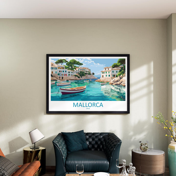 Mallorca Spain Landscape Travel Poster Scenic Island Coastline Wall Art Mediterranean Beaches Print Europe Decor Beautiful Mallorca Artwork