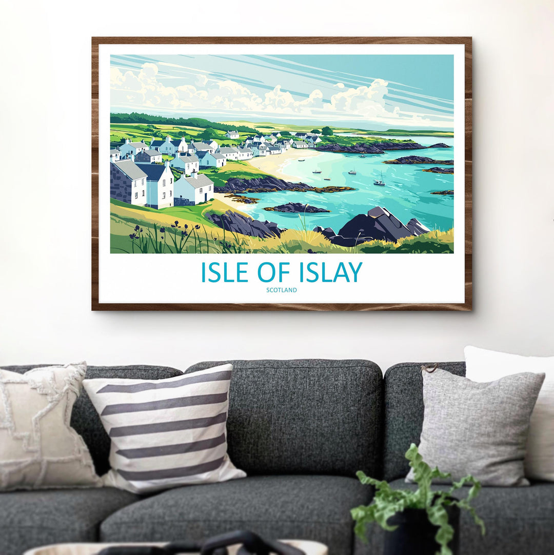 Isle of Islay Scotland Landscape Travel Poster Scenic Hebrides Coastline Wall Art Whisky Island Print UK Decor Beautiful Islay Artwork