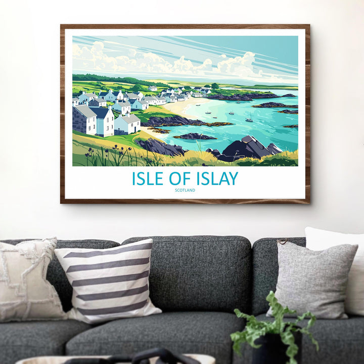 Isle of Islay Scotland Landscape Travel Poster Scenic Hebrides Coastline Wall Art Whisky Island Print UK Decor Beautiful Islay Artwork