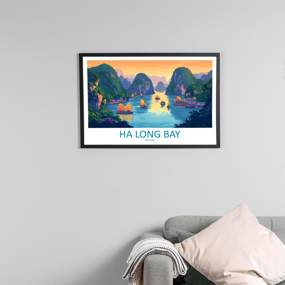Ha Long Bay Vietnam Landscape Travel Poster Scenic Limestone Islands Wall Art Emerald Waters Print Asia Decor Beautiful Ha Long Bay Artwork