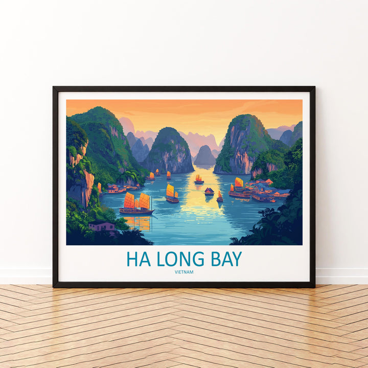 Ha Long Bay Vietnam Landscape Travel Poster Scenic Limestone Islands Wall Art Emerald Waters Print Asia Decor Beautiful Ha Long Bay Artwork