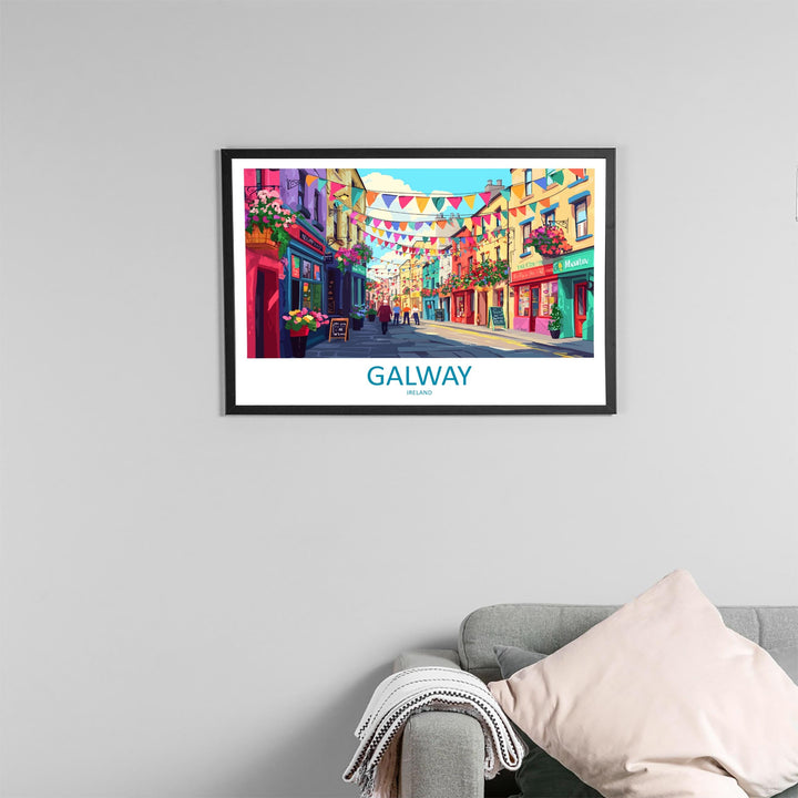 Galway Ireland Landscape Travel Poster Scenic Harbour City Coastline Wall Art Colorful Streets Print Europe Decor Beautiful Galway Artwork