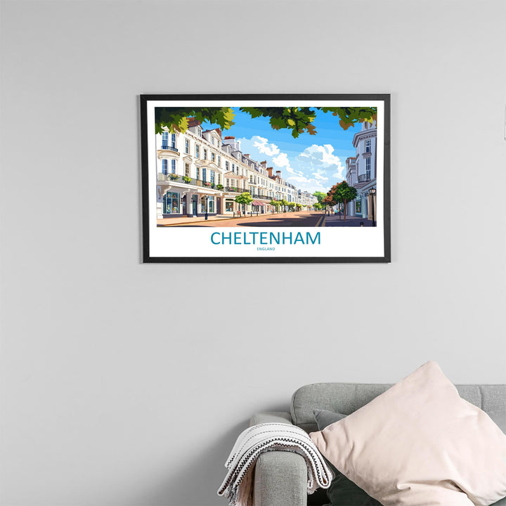 Cheltenham England Landscape Travel Poster Scenic Regency Town Wall Art Elegant Architecture Print UK Decor Beautiful Cheltenham Artwork