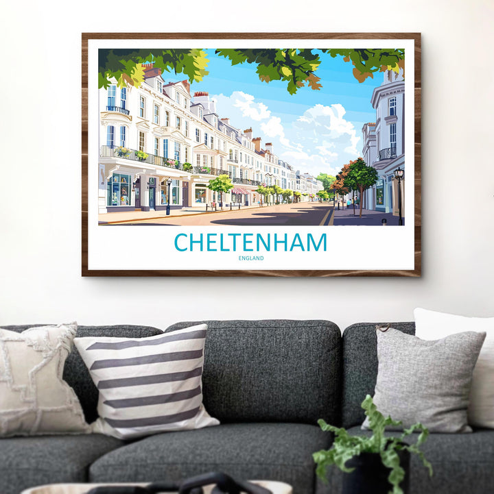 Cheltenham England Landscape Travel Poster Scenic Regency Town Wall Art Elegant Architecture Print UK Decor Beautiful Cheltenham Artwork