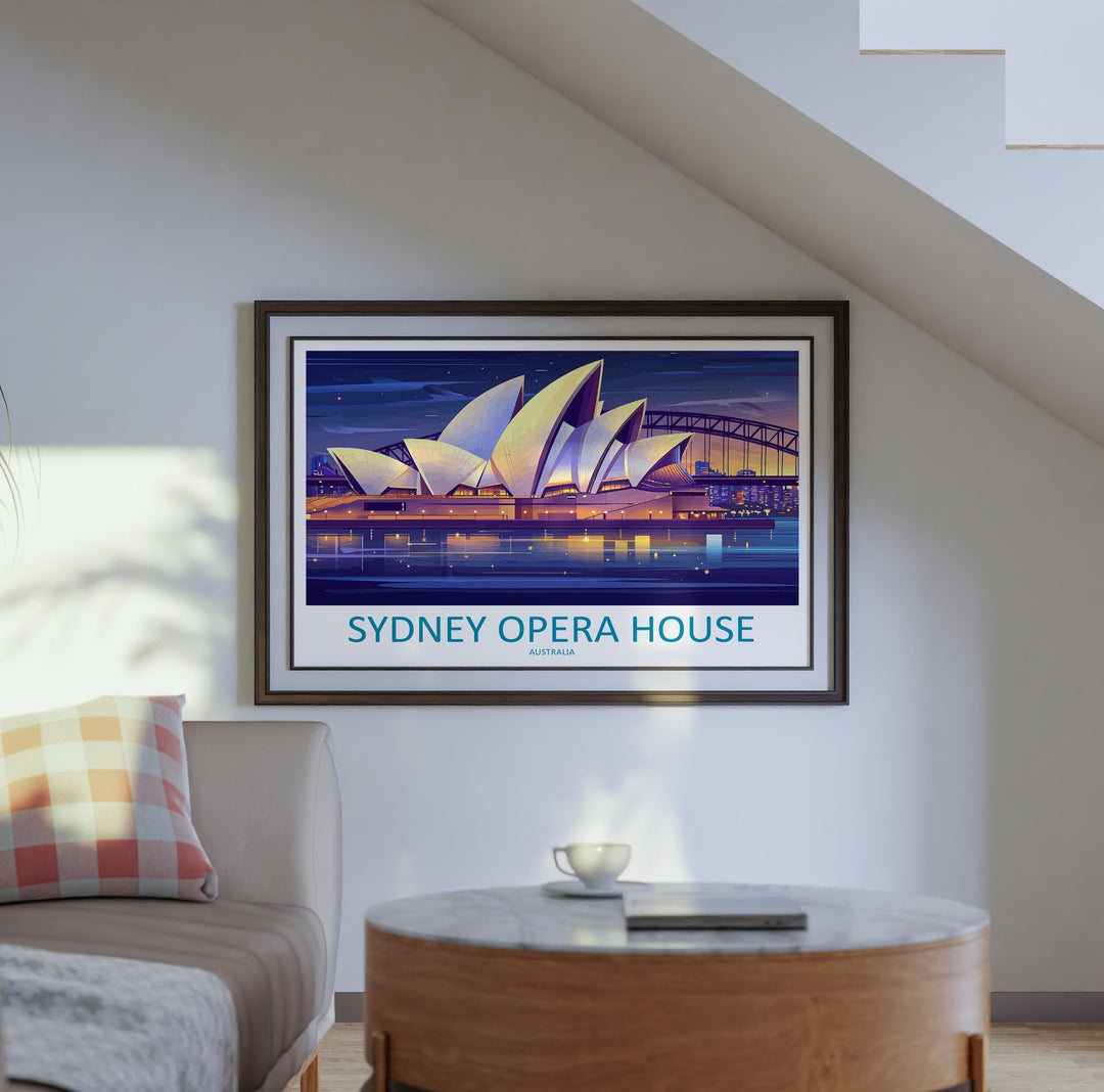 Sydney Opera House Australia Landscape Travel Poster Scenic Harbour Skyline Wall Art Iconic Landmark Print Decor Beautiful Sydney Artwork