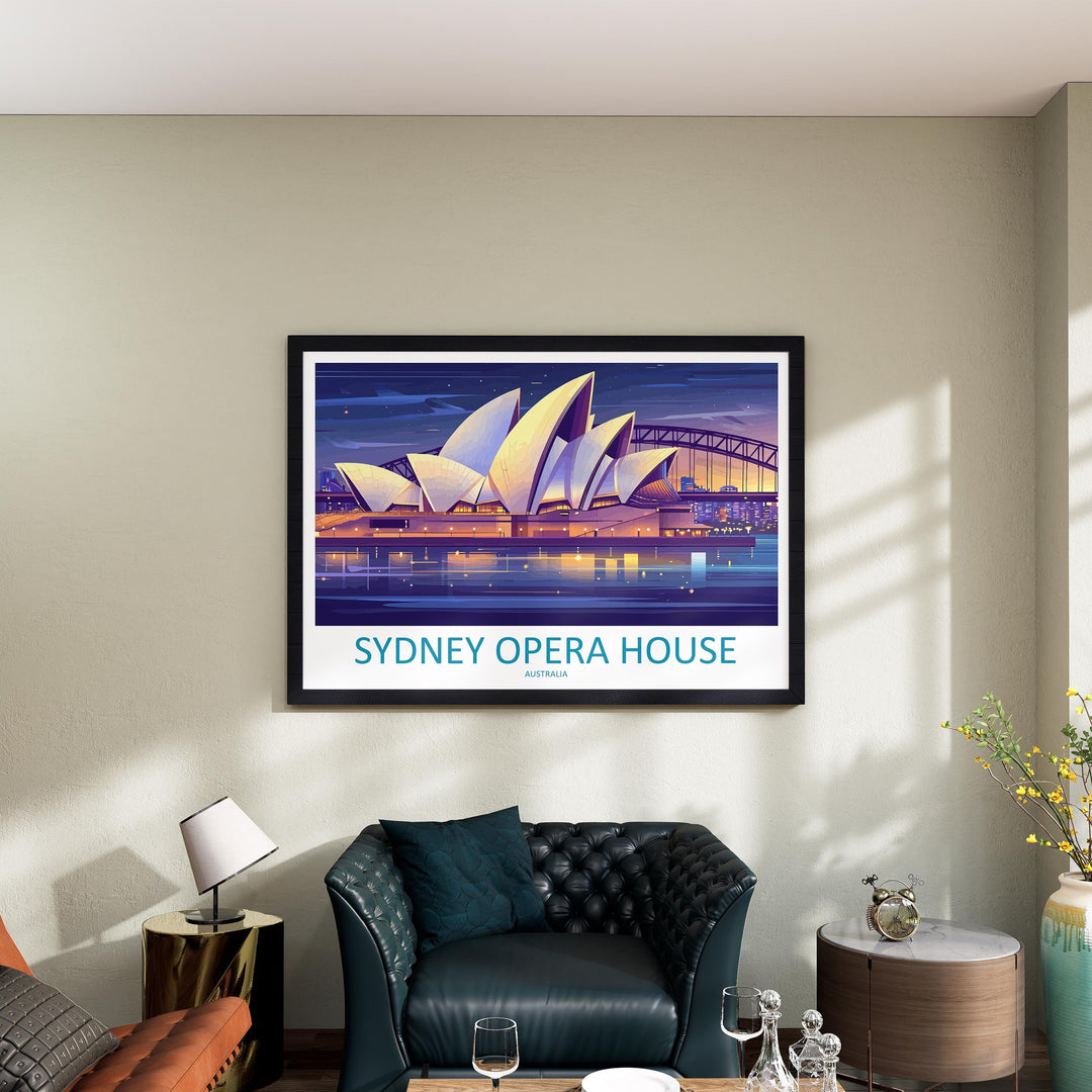 Sydney Opera House Australia Landscape Travel Poster Scenic Harbour Skyline Wall Art Iconic Landmark Print Decor Beautiful Sydney Artwork