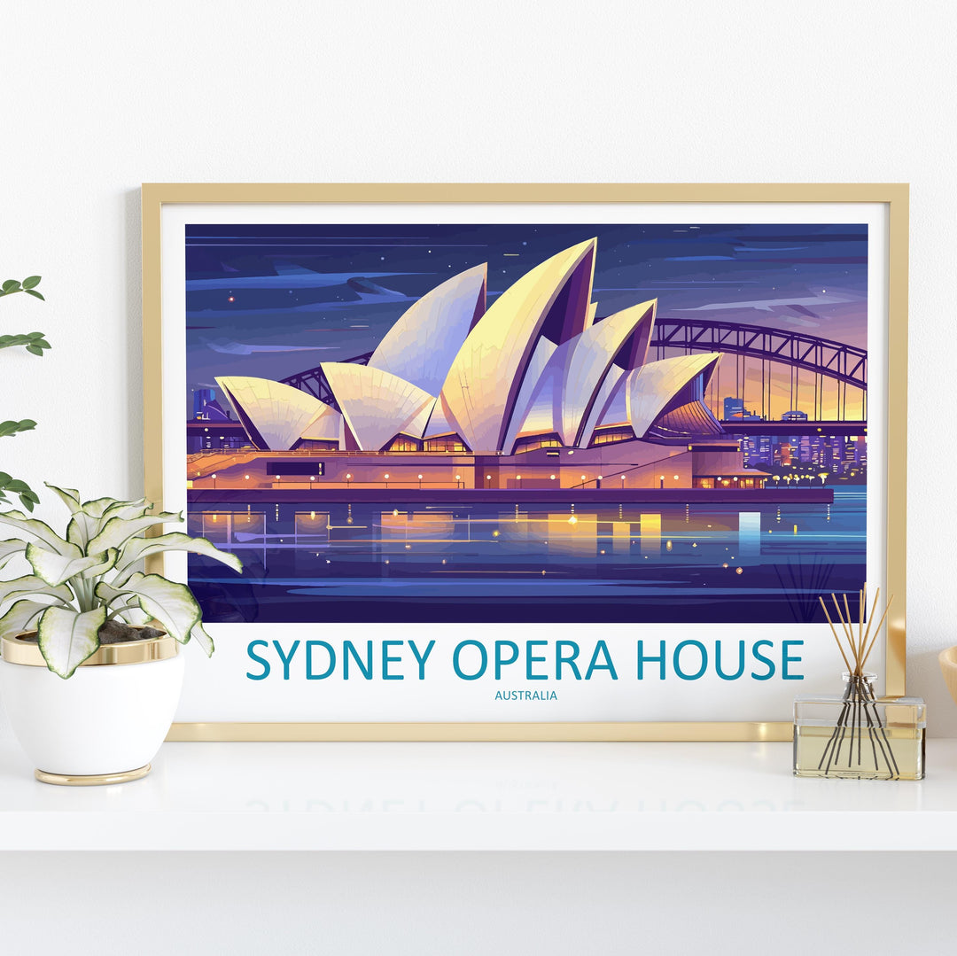 Sydney Opera House Australia Landscape Travel Poster Scenic Harbour Skyline Wall Art Iconic Landmark Print Decor Beautiful Sydney Artwork