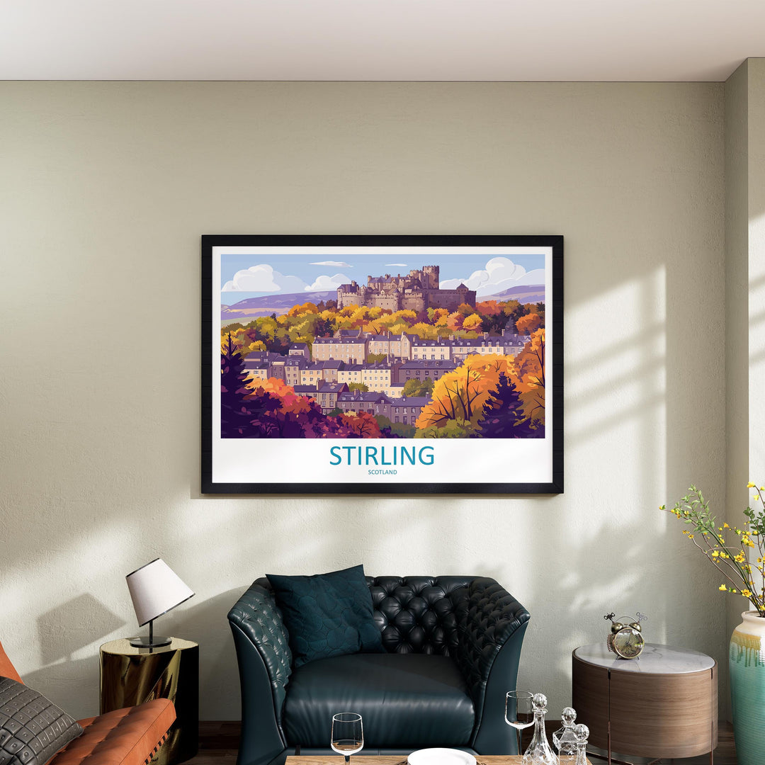 Stirling Scotland Landscape Travel Poster Scenic Castle City Wall Art Historic Highlands Print UK Decor Beautiful Stirling Artwork